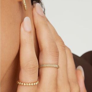 Gold Beaded Stackable Ring - Women Jewelry